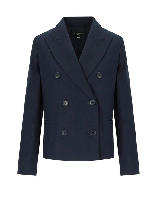 Weekend by Maxmara Blue Tappeto Double-Breasted Blazer
