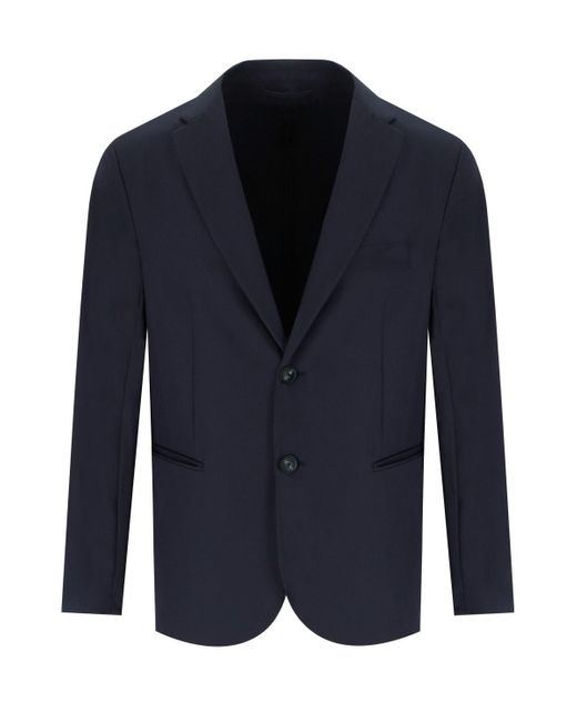 Emporio Armani Blue Travel Essential Single-Breasted Jacket for men