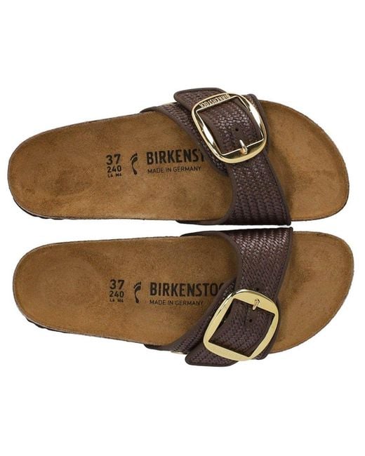 Birkenstock Brown Madrid Raffia Big Buckle Carafe Sandal
