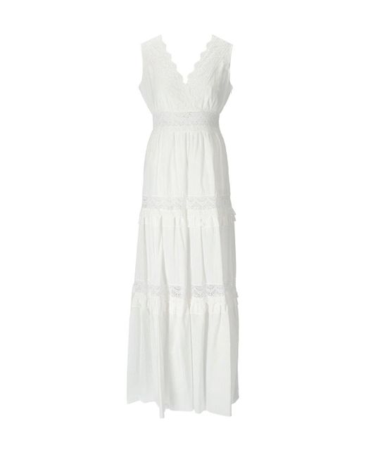 Twinset White Long Dress With Lace