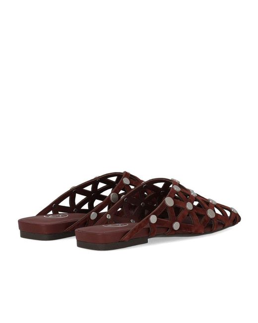 Ash Brown Bone Burgundy Flat Mule