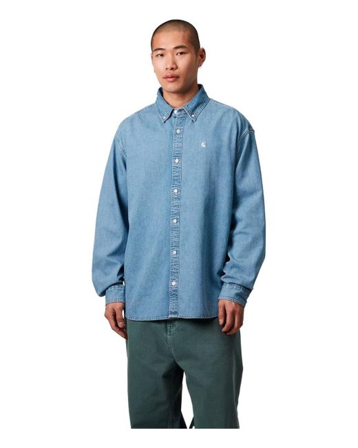 Carhartt Lucas blue bleached hemd für Herren