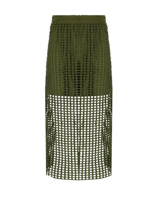 Essentiel Antwerp Handkerchief Khaki Midi Rok in het Green