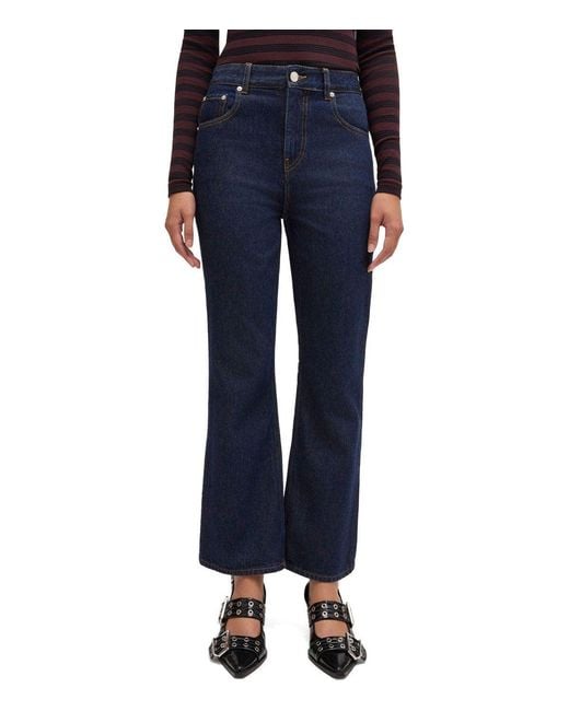 Ganni Blue Betzy Dark Cropped Bootcut Jeans