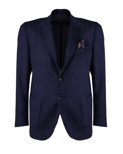 Santaniello Blue Single-breasted Suit Jacket for men
