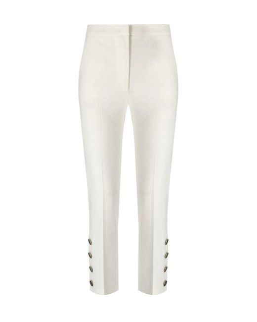Twin Set White Cropped Trousers With Buttons