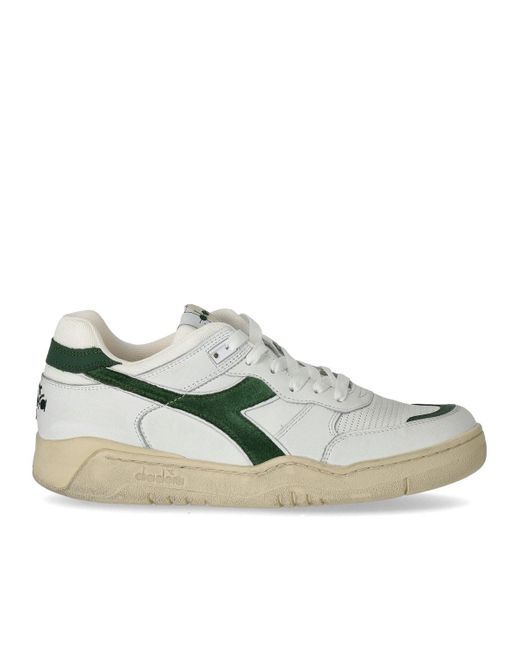 Diadora B.560 Used Groen Sneaker in het White voor heren
