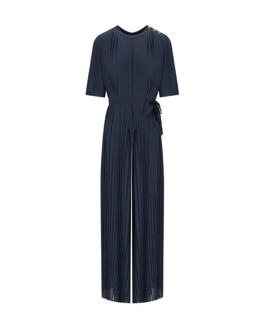 Twinset Donkere Geplooide Jumpsuit in het Blue