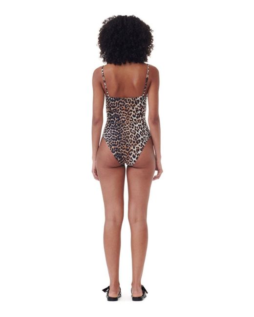 Ganni Brown Costume intero leopardato