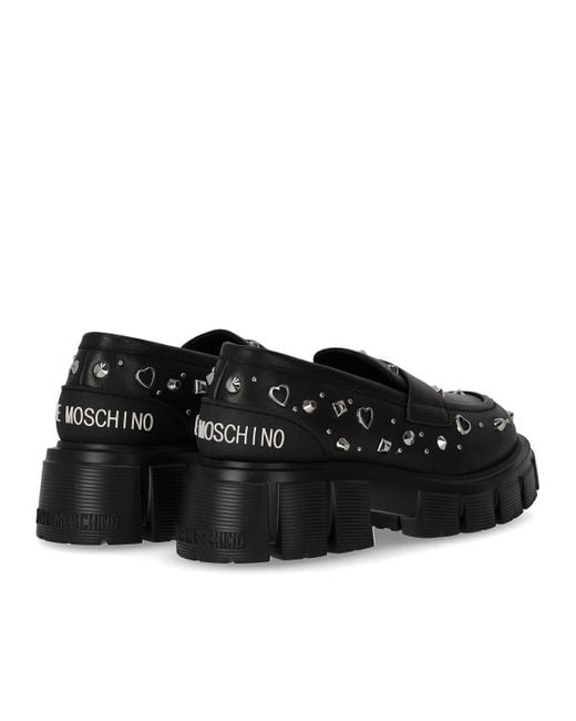 Love Moschino Black Er loafer mit nieten