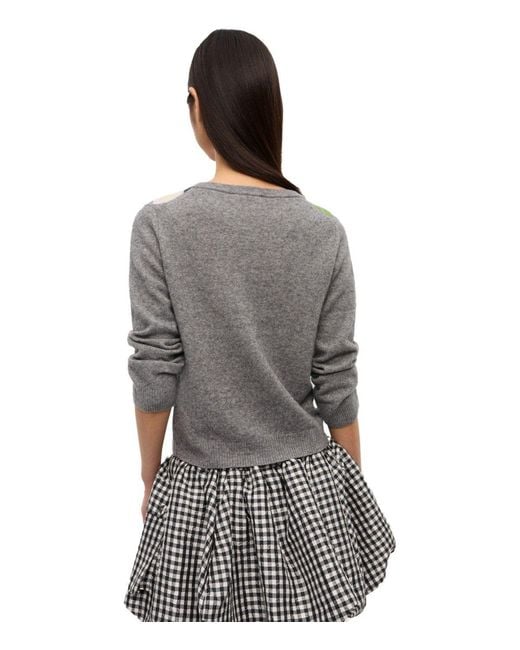 Ganni Gray Diamond Cardigan