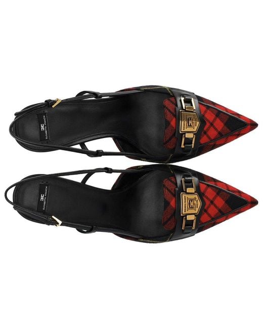 Elisabetta Franchi Black And Tartan Slingback Pump