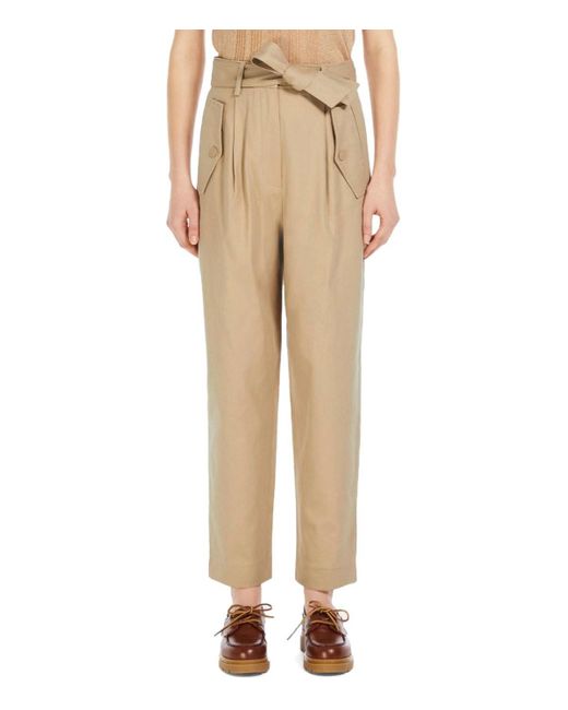 Weekend by Maxmara Natural Occhio Beige Carrot Fit Trousers