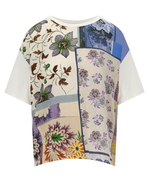 Weekend by Maxmara Gray Pampas Floral T Shirt
