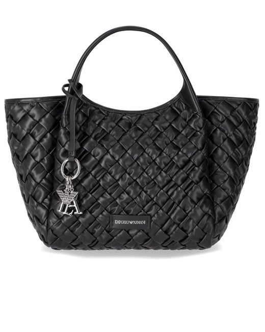 Borsa a mano intrecciata nera di Emporio Armani in Black