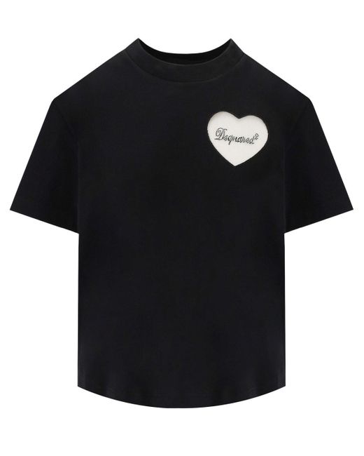 DSquared² Boxy Fit Heart T-shirt in het Black