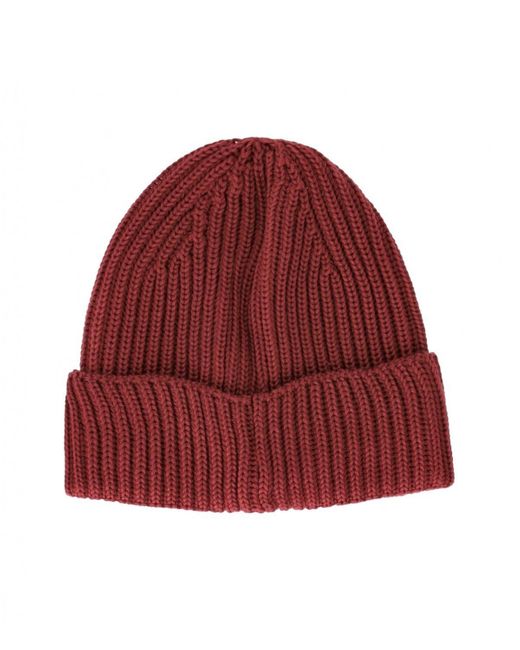 C P Company Red Ketchup Ribbed Beanie for men