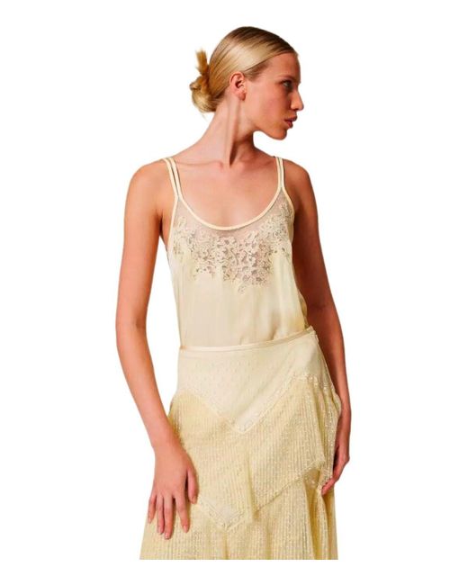 Top Satin Vanilla di Twinset in Yellow