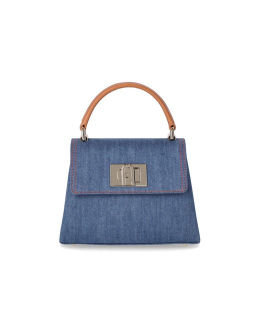Furla Blue 1927 Mini Denim Handbag