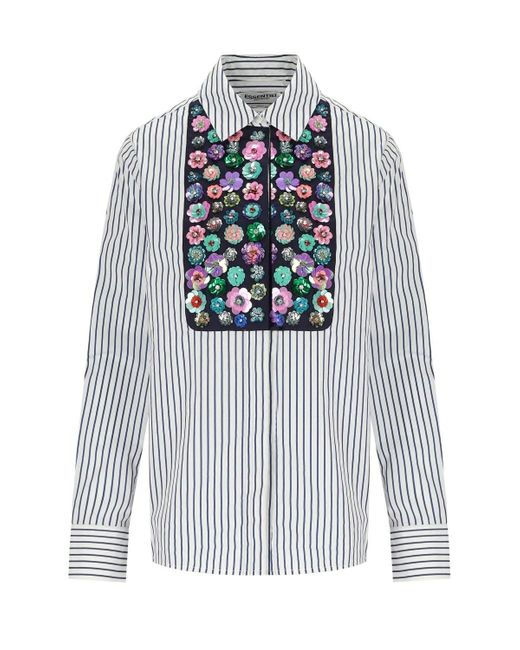 Camicia Horleans Bianca E Blu di Essentiel Antwerp in Blue