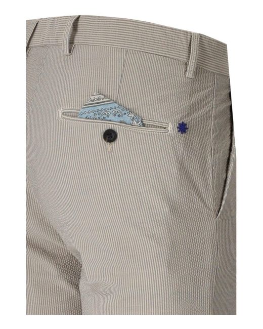 Manuel Ritz Gray Beige Striped Trousers for men