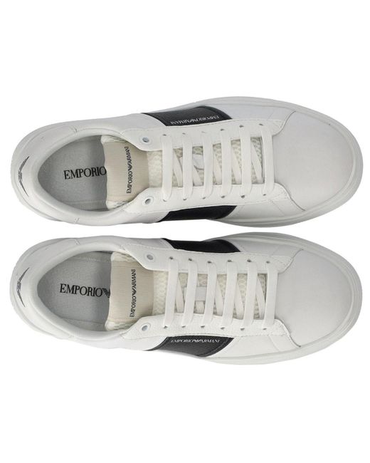 Emporio Armani Gray White Sneaker With Logo Band for men
