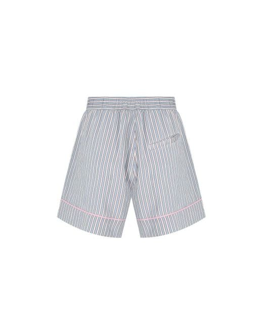 Shorts con rayas soft chambray Ganni de color Gray