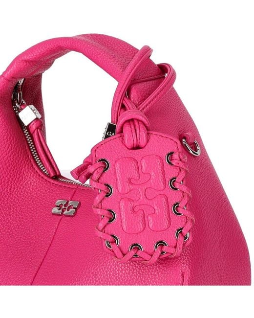 Ganni Pink Mini Hobo Fucsia Handbag