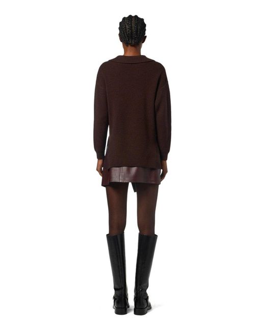 Elisabetta Franchi Brown Coffee Polo Sweater