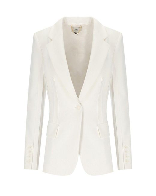Elisabetta Franchi White Single Breasted Blazer