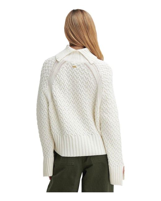Barbour White Malton Ecru Turleneck Sweater