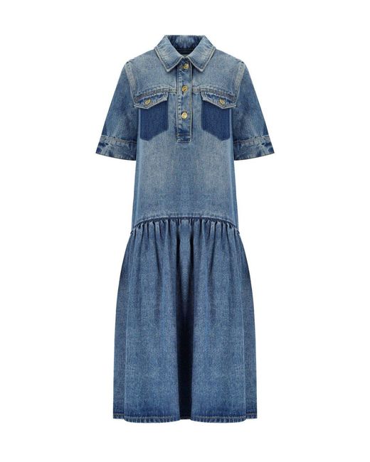 Ganni Blue Denim Shirt Dress