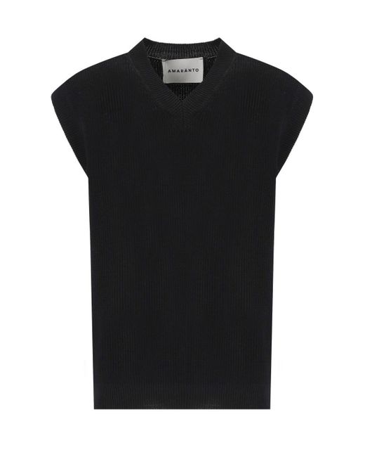 Amaranto Black Knitted Vest for men