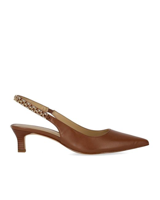 Michael Kors Brown Marcia Slingback Luggage Kitten Pump