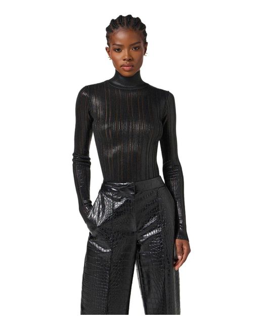 Elisabetta Franchi Black Turtleneck Top