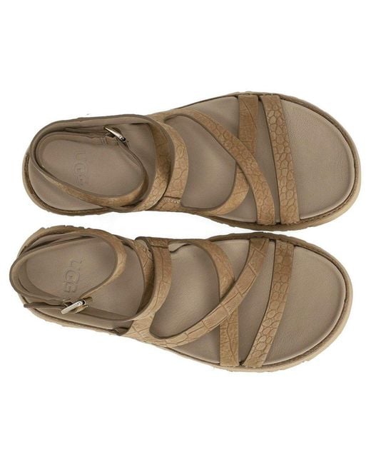 Ugg Brown Goldengaze Embossed Ankle Wrap Mustard Seed Sandal