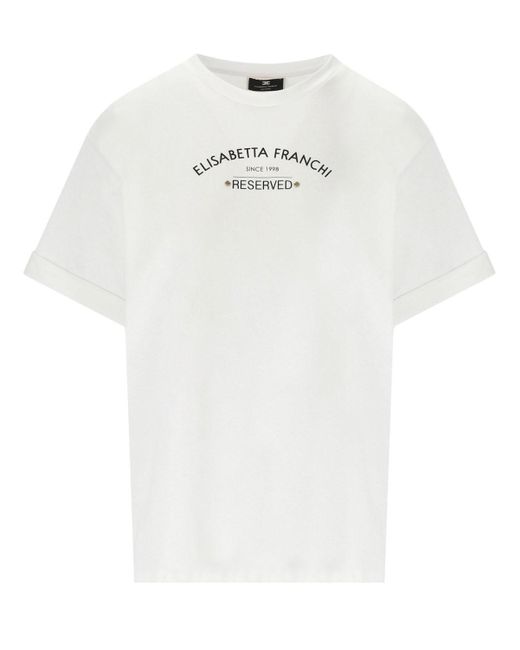T-shirt avec logo blanc Elisabetta Franchi en coloris White