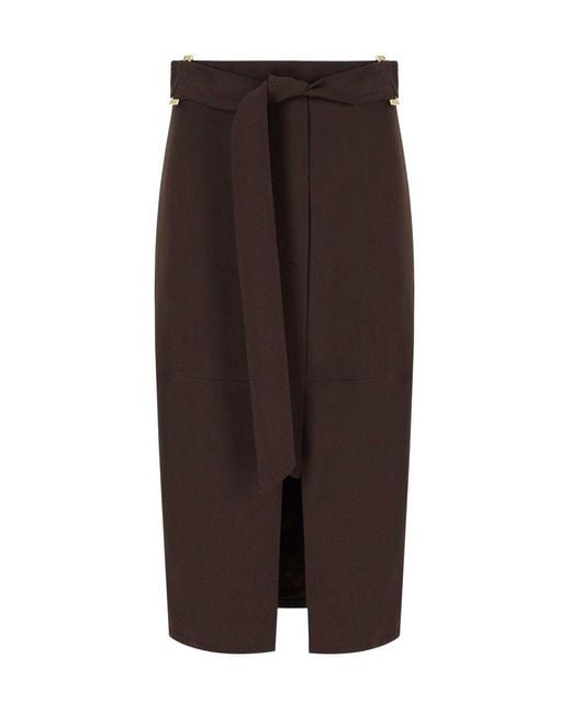 Elisabetta Franchi Brown Midi Skirt
