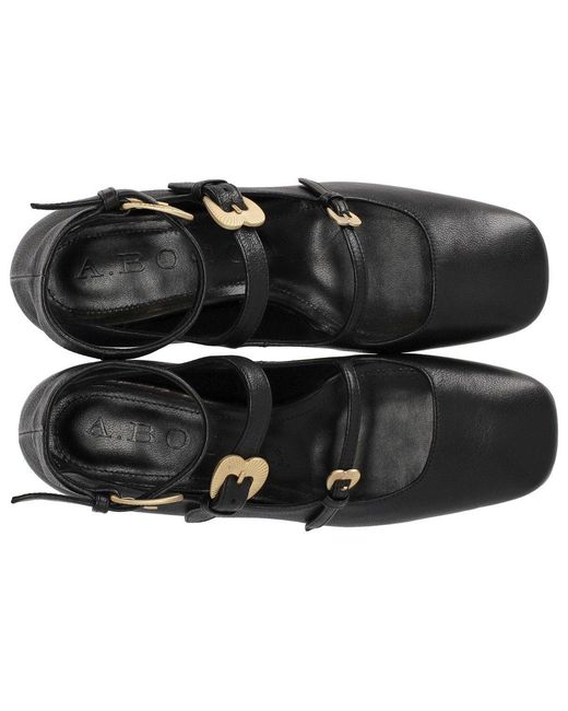 A.Bocca Black Ballet Flat With Straps