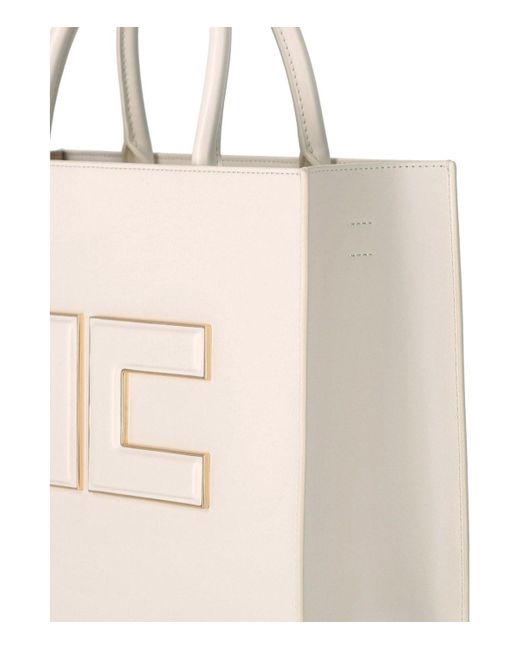 Elisabetta Franchi Natural Butter Handbag With Logo