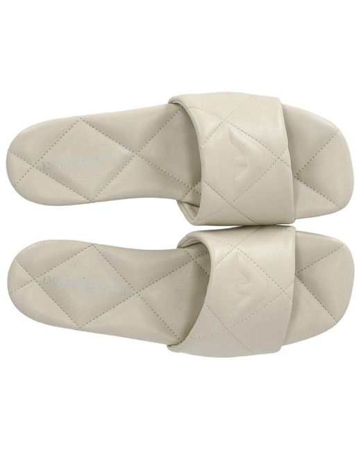 Emporio Armani White Elfenbein gesteppte flache sandale