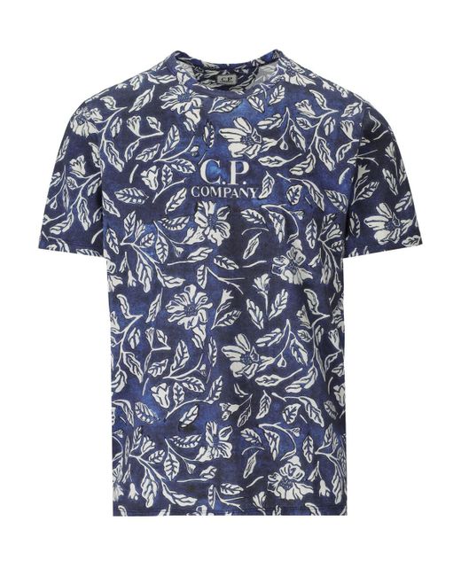 Camiseta con flores C P Company de hombre de color Blue