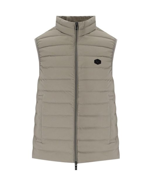 Emporio Armani Gray Essential Greige Quilted Vest for men