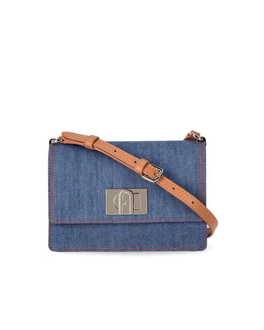 Furla Blue 1927 Mini Denim Crossbody Bag