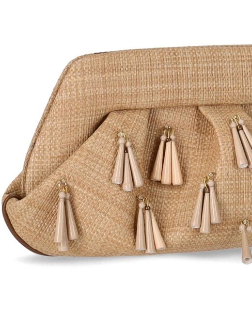 Bolso clutch emera paper fringes macadamia THEMOIRÈ de color Natural