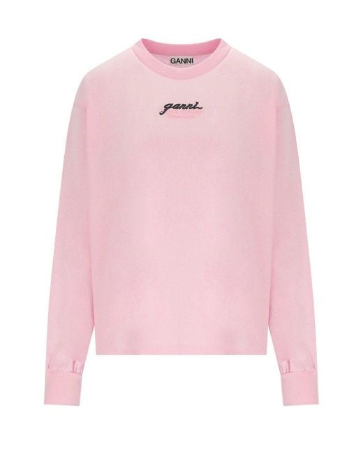 Ganni Pink Long-Sleeved Shirt