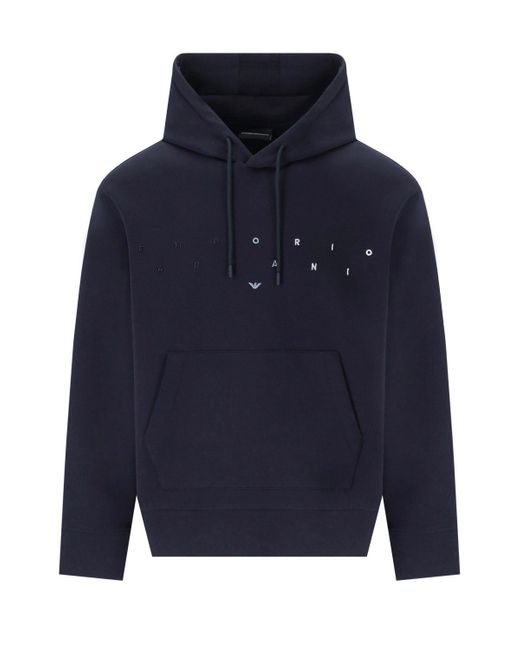 Emporio Armani Blue Puffy Hoodie for men