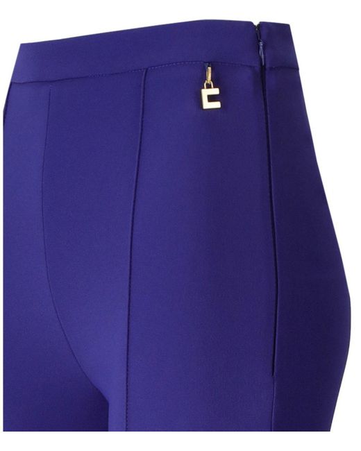 Elisabetta Franchi Purple Indigo Blue Flare Trousers
