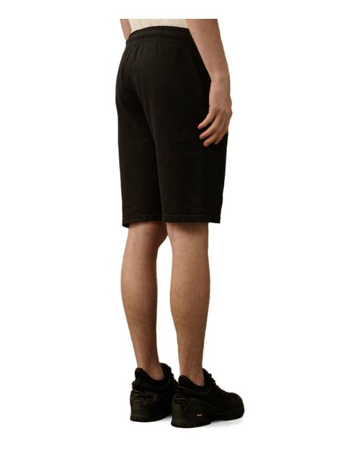 C P Company Cargo Light Fleece Bermudashort in het Black voor heren