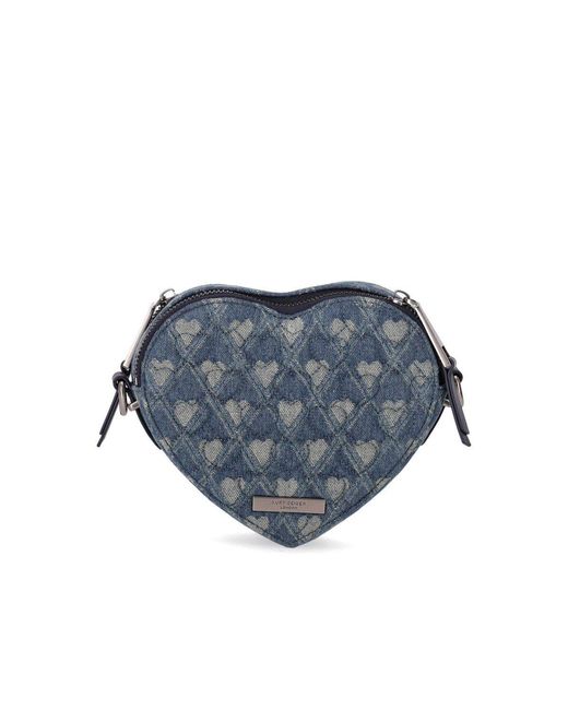 Kurt Geiger Blue Kensington Heart Denim Umhängetasche